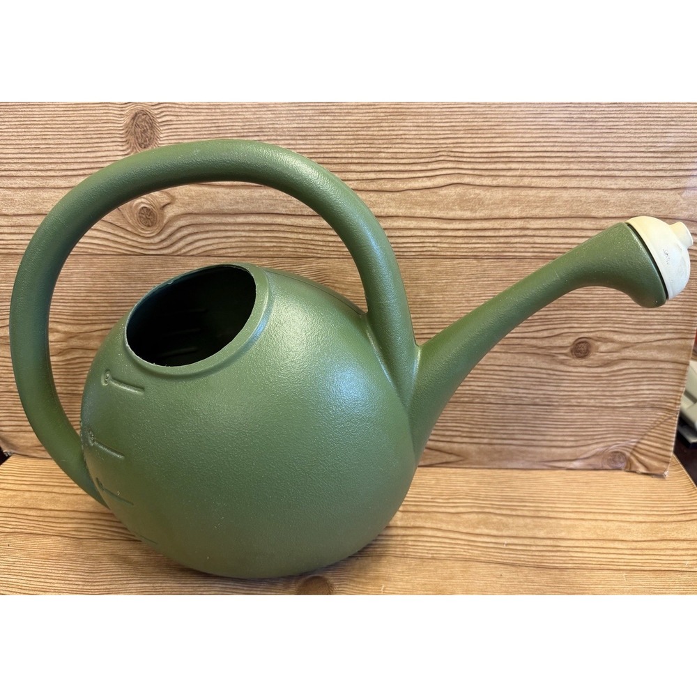 Vtg Akro-Mils Green Round Plastic Watering Can Retro 70s Indoor Outdoor Plants - Picture 2 of 8